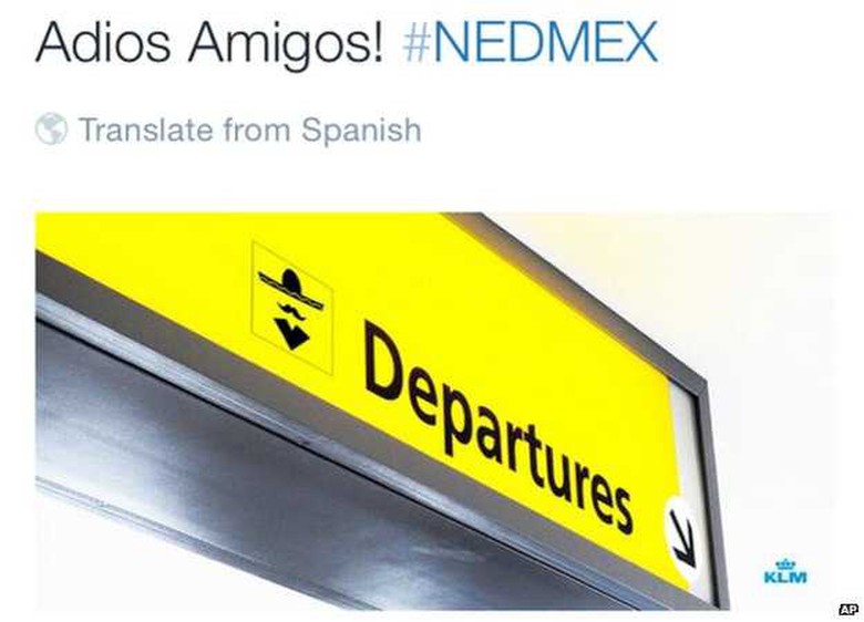 H&igrave;nh ảnh tr&ecirc;n t&agrave;i khoản Twitter của h&atilde;ng h&agrave;ng kh&ocirc;ng KLM của H&agrave; Lan