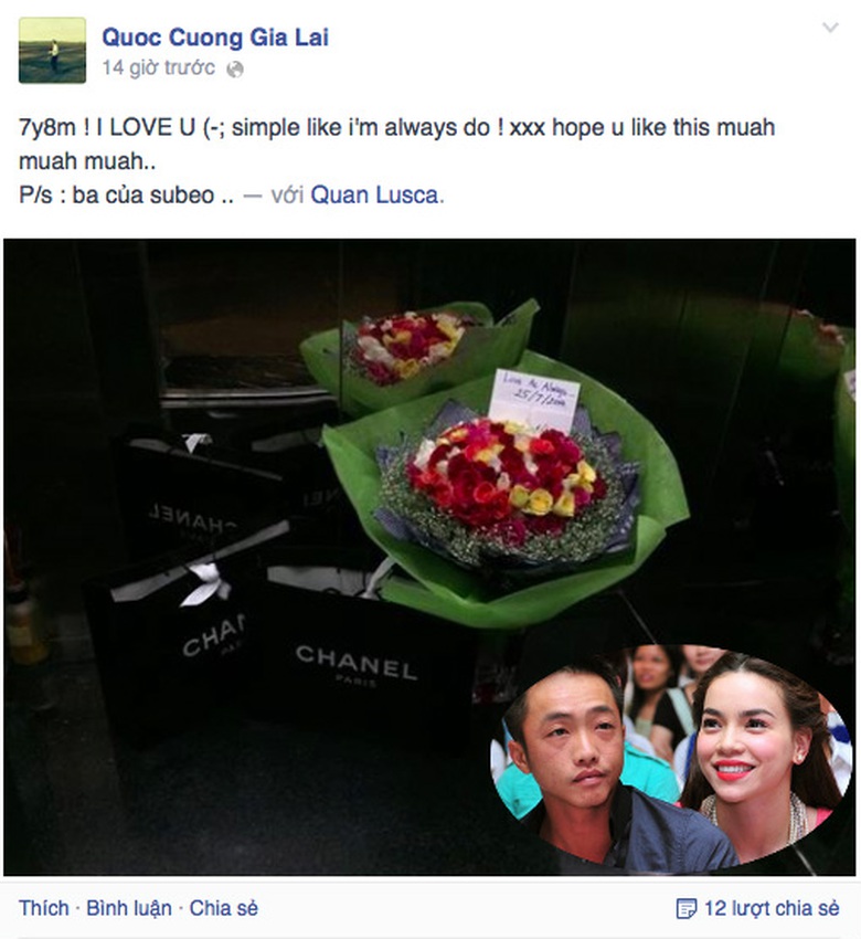 H&igrave;nh ảnh m&oacute;n qu&agrave; tặng vợ được Cường Đ&ocirc; la chia sẻ tr&ecirc;n trang c&aacute; nh&acirc;n.