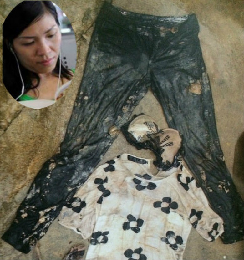 Hai b&ecirc;n ống quần của nạn nh&acirc;n c&oacute; d&iacute;nh một loại h&oacute;a chất lạ