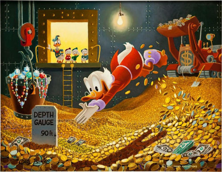 Đứng đầu danh s&aacute;ch l&agrave; Scrooge McDuck, con vịt tỉ ph&uacute; của Disney được biết qua việc trữ gia t&agrave;i l&agrave; những đồng v&agrave;ng trong một &ldquo;kho tiền&rdquo; khổng lồ. Với gi&aacute; v&agrave;ng tăng 30% qua từng năm, gi&aacute; trị t&agrave;i sản của Scrooge McDuck được ước t&iacute;nh khoảng 65,4 tỉ USD. 