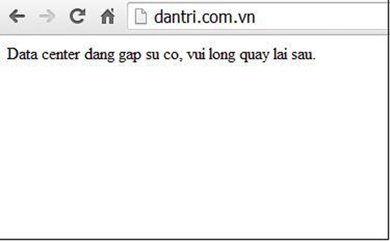H&agrave;ng loạt trang web lớn thuộc hệ thống của VCCorp kh&ocirc;ng thể truy cập v&agrave;o được - Ảnh chụp m&agrave;n h&igrave;nh b&aacute;o D&acirc;n Tr&iacute;