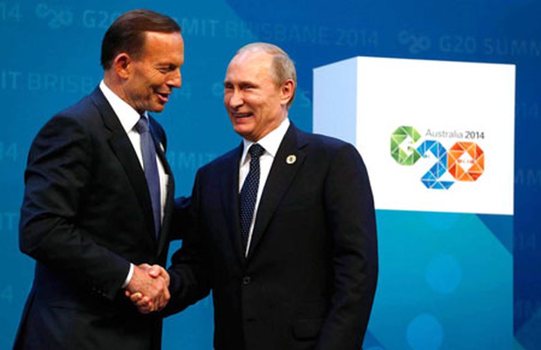 Thủ tướng Australia Tony Abbott v&agrave; Tổng thống Nga Putin tại Hội nghị G20
