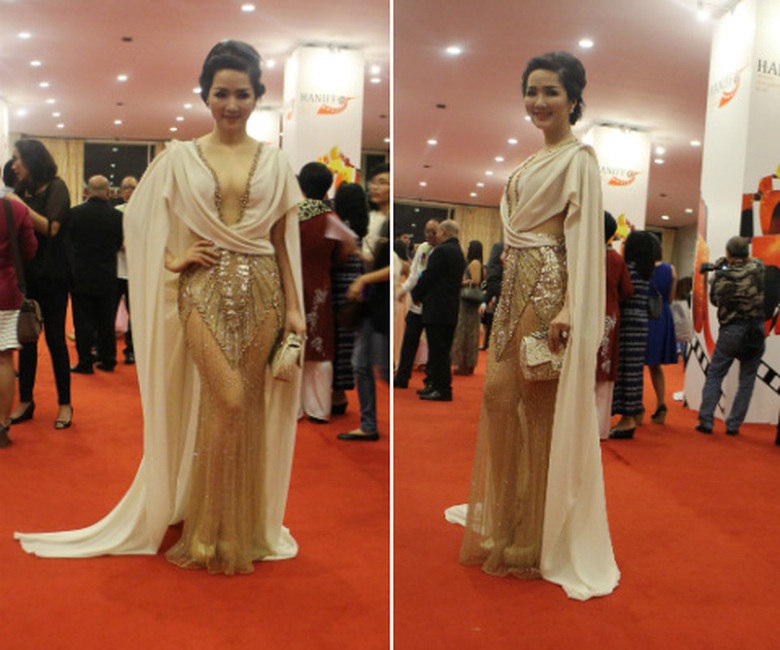 Gi&aacute;ng My cũng kh&ocirc;ng k&eacute;m cạnh c&aacute;c diễn vi&ecirc;n trẻ khi chọn cho m&igrave;nh bộ trang phục t&aacute;o bạo, quyến rũ