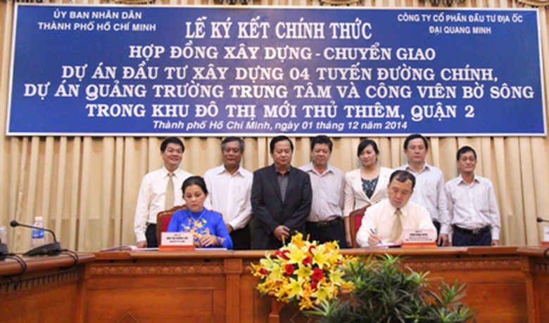 Đại Quang Minh k&yacute; kết với UBND TPHCM đầu tư h&igrave;nh thức BT 4 tuyến đường ch&iacute;nh với hơn 8 ngh&igrave;n tỷ đồng tại KĐT Thủ Thi&ecirc;m