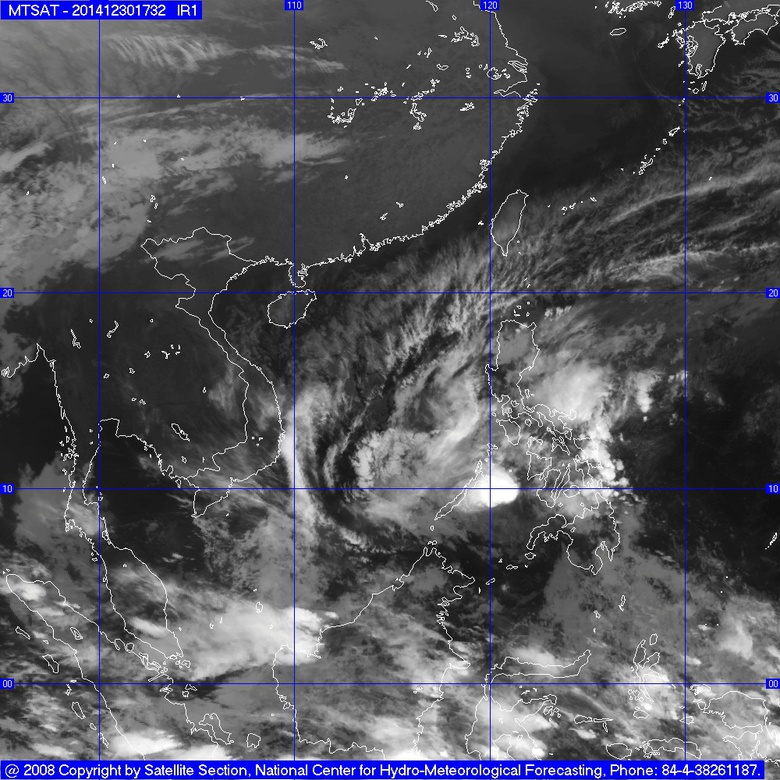 Ảnh vệ tinh cơn b&atilde;o Jangmi ng&agrave;y 31/12