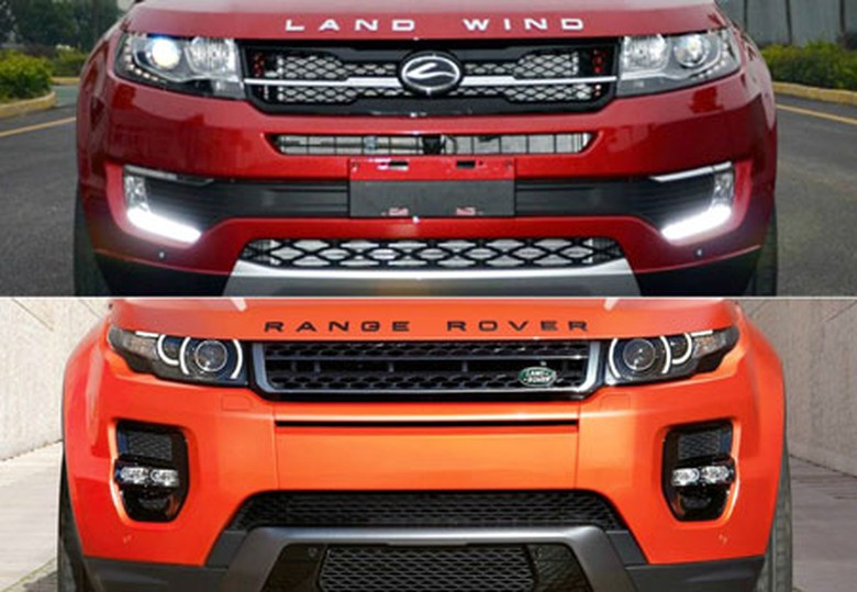 Chiếc Landwind X7 của Trung Quốc (b&ecirc;n tr&ecirc;n) v&agrave; chiếc Range Rover Evoque của Anh