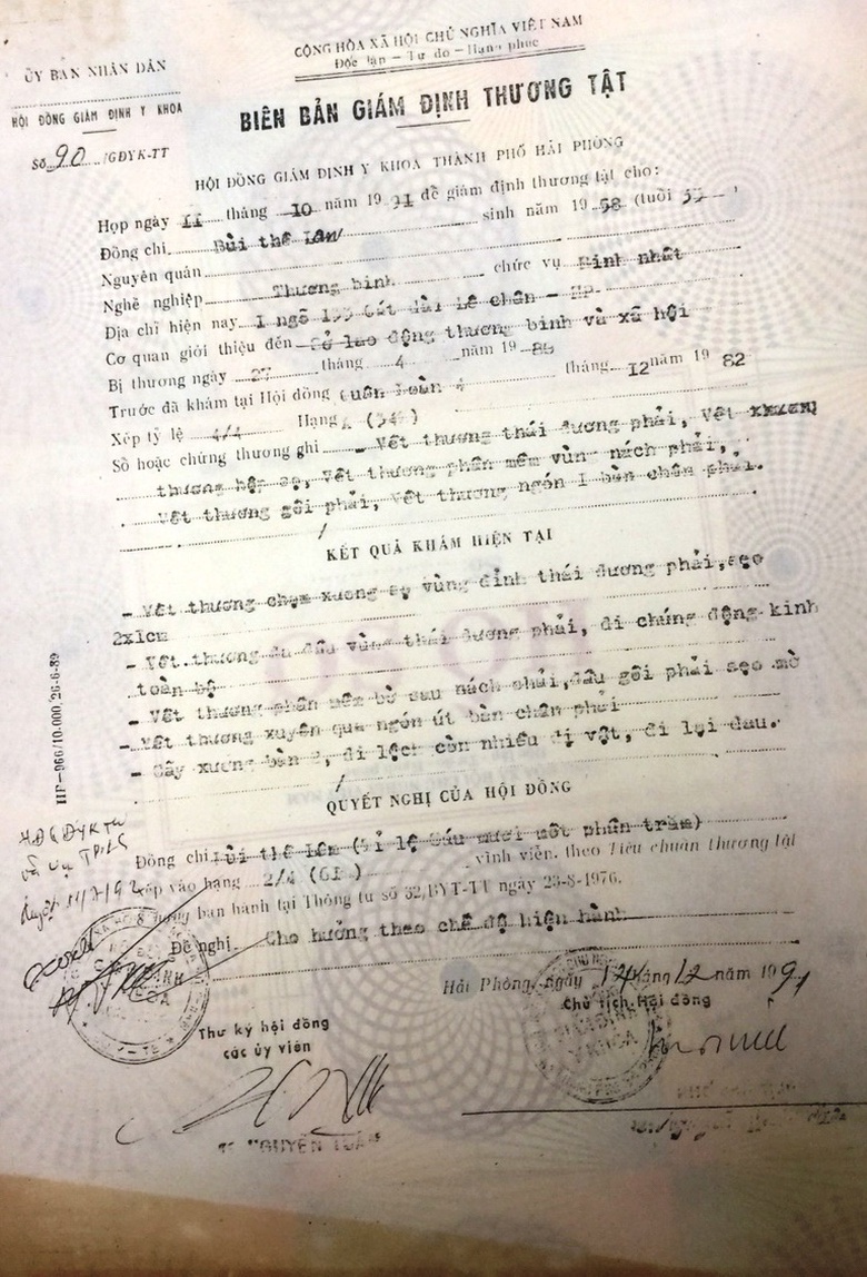 Bi&ecirc;n bản gi&aacute;m định thương tật