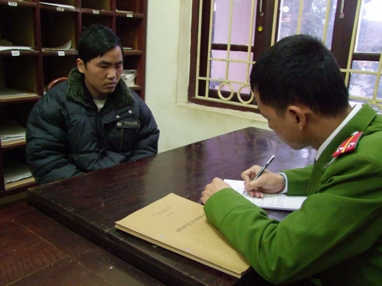 Đối tượng Tạ Văn Tuấn tại cơ quan điều tra