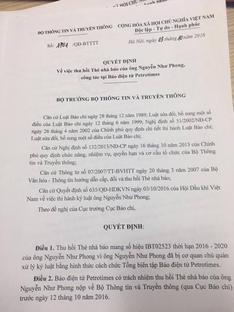 quyet dinh thu hoi the nha bao