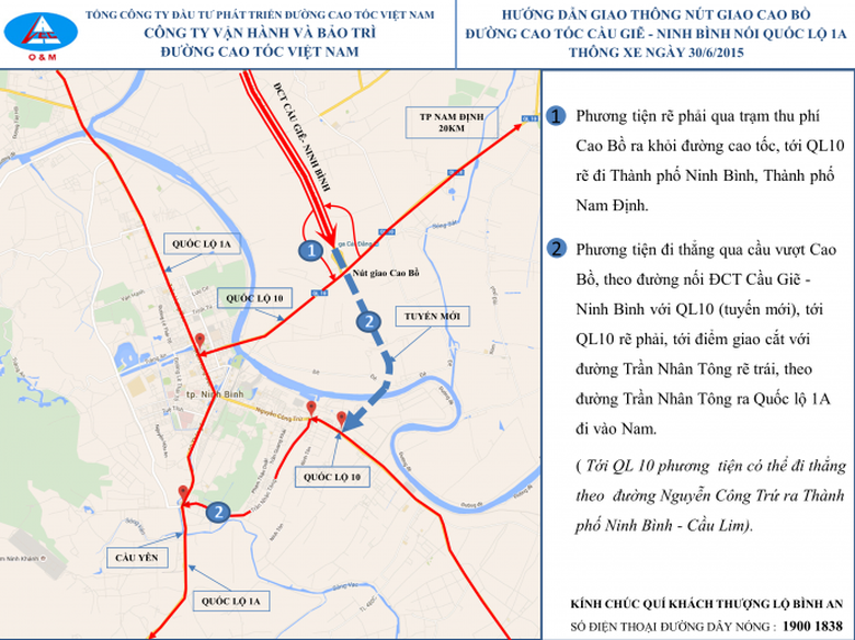 Sơ đồ hướng dẫn giao th&ocirc;ng n&uacute;t giao Cao Bồ