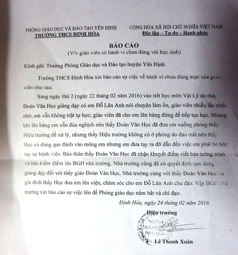 Vụ- học- sinh- bị- đ&aacute;nh- Tạm- dừng- giảng- dạy- đố