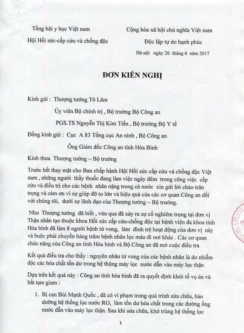 đơn kiến nghị vụ BS Lương