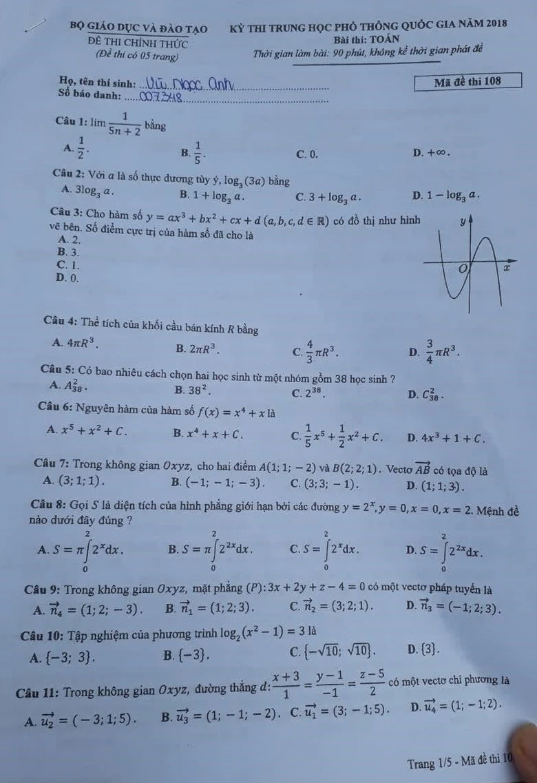 đề thi to&aacute;n1