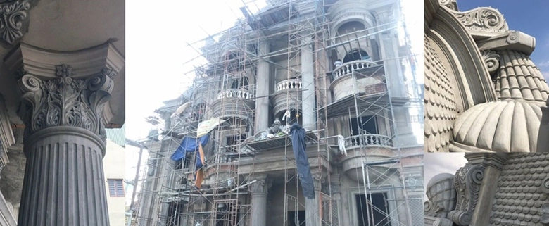 B&aacute;o gi&aacute; đắp ph&ugrave; đi&ecirc;u xi măng mặt tiền hoa văn đầu cột biệt thự l&acirc;u đ&agrave;i t&acirc;n cổ điển