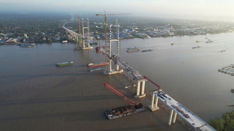 Dự &aacute;n đầu tư x&acirc;y dựng c&ocirc;ng tr&igrave;nh cầu Rạch Miễu 2 thi c&ocirc;ng vượt tiến độ- Ảnh 2.