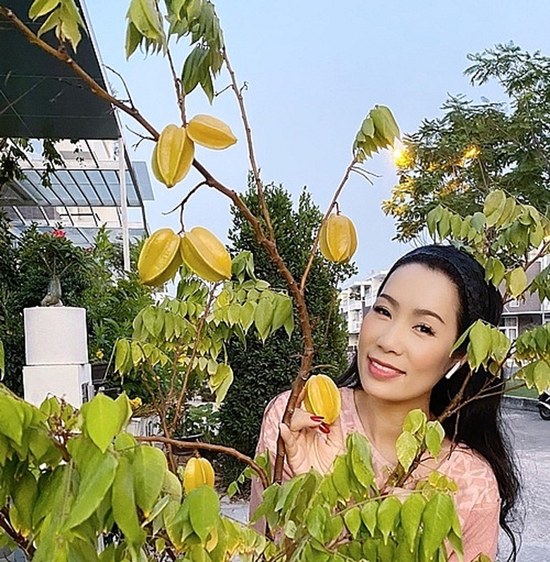 vuon cay trong biet thu 200 m2 cua trinh kim chi