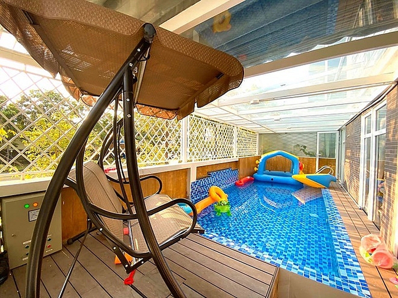 vuon cay trong biet thu 200 m2 cua trinh kim chi