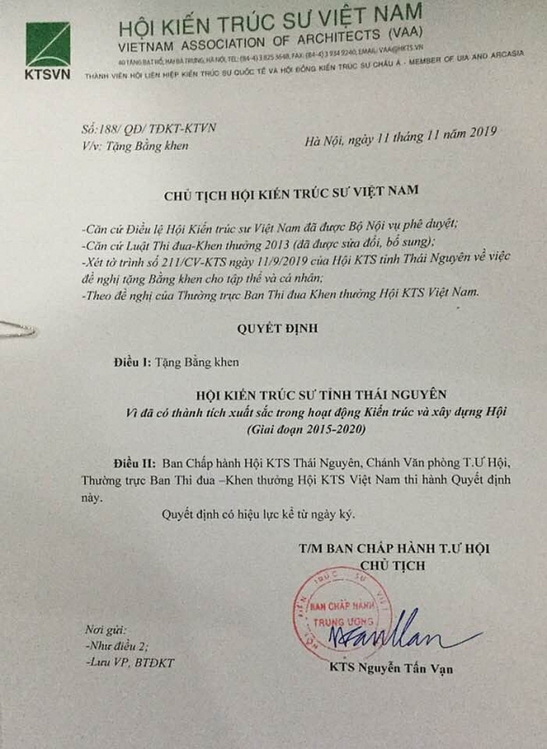 hoi kien truc su thai nguyen dong hanh cung su phat trien cua dia phuong