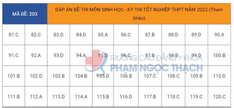 Đ&aacute;p &aacute;n đề thi m&ocirc;n Sinh học tốt nghiệp THPT 2022 tất cả m&atilde; đề- Ảnh 4.