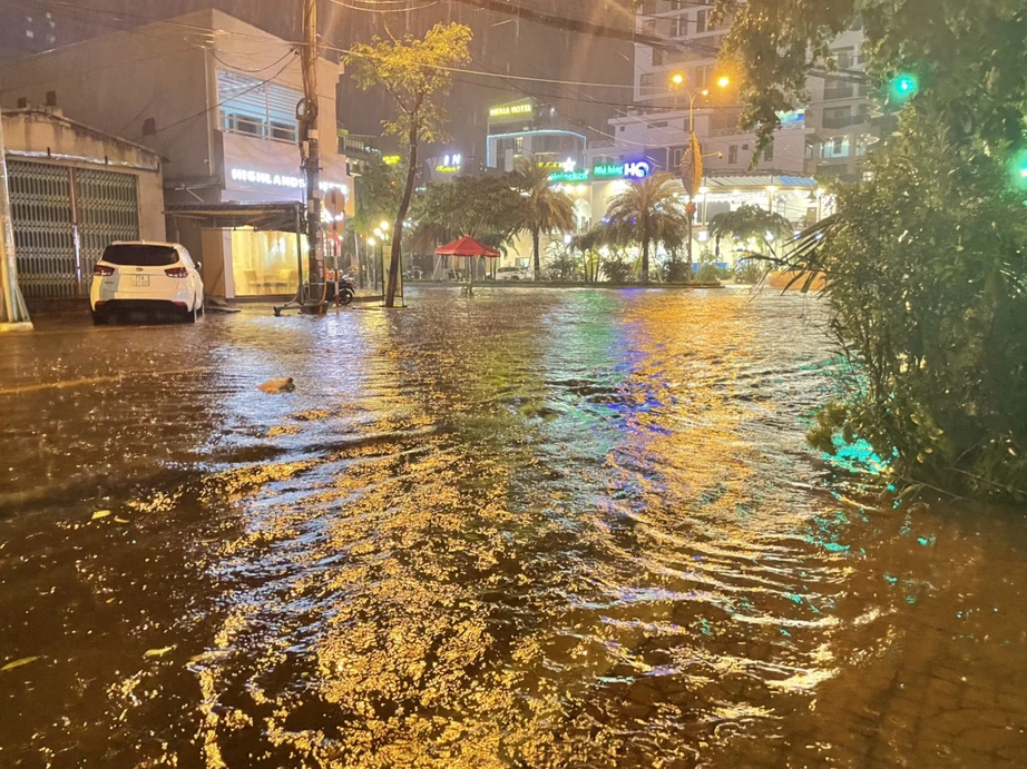 Nhiều tuyến đường ở Quy Nhơn ngập trong nước, người d&acirc;n b&igrave; bỏm dắt xe chết m&aacute;y - Ảnh 3.