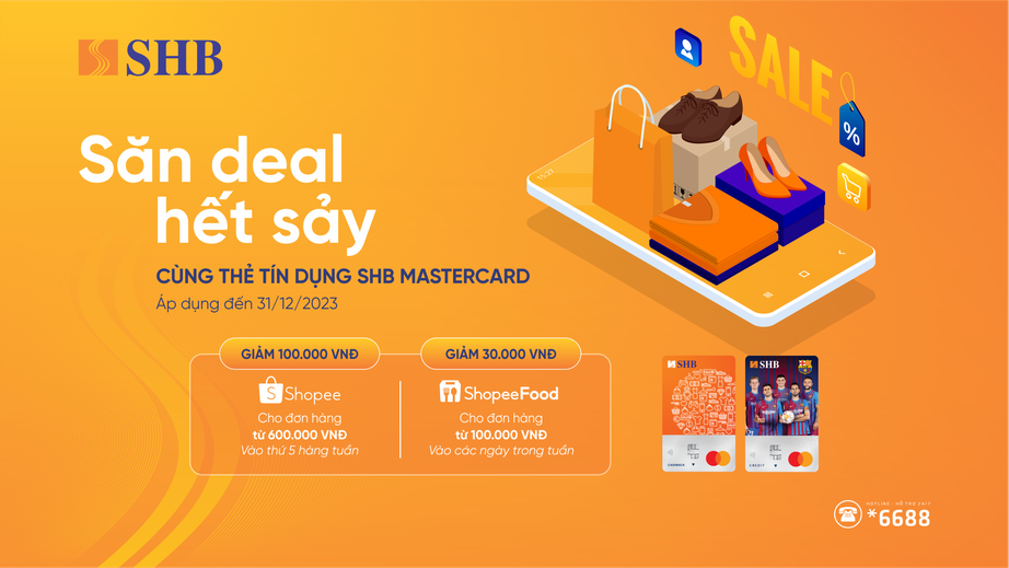H&agrave;ng chục ngh&igrave;n Evoucher giảm gi&aacute; Shopee v&agrave; ShopeeFood tặng ri&ecirc;ng chủ thẻ t&iacute;n dụng SHB Mastercard - Ảnh 1.