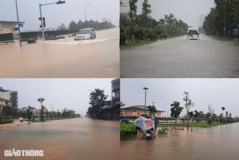 Nhiều tuyến đường TP Huế ngập sâu, người dân bì bõm lội nước- Ảnh 2. Nhiều tuyến đường TP Huế ngập sâu, người dân bì bõm lội nước- Ảnh 2.