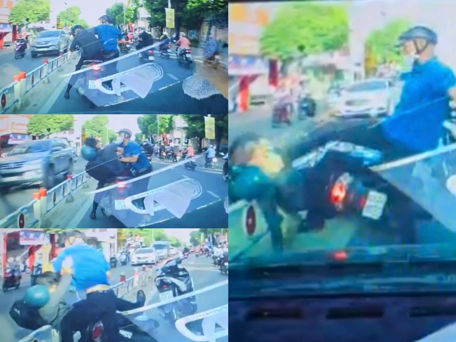 G&atilde; đ&agrave;n &ocirc;ng sấn sổ đấm, đạp li&ecirc;n tiếp v&agrave;o mặt người kh&aacute;c sau va chạm giao th&ocirc;ng- Ảnh 1.