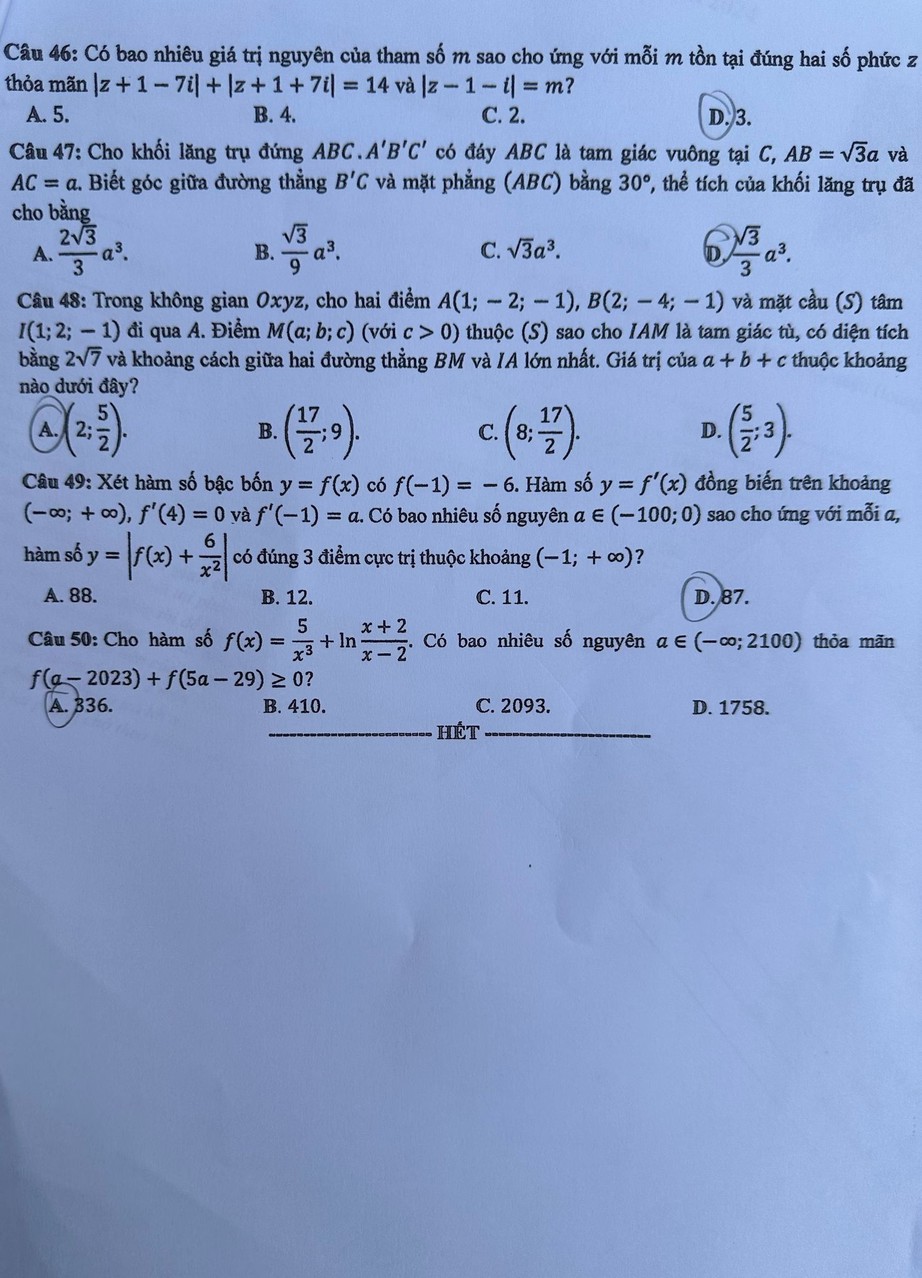 Đề thi m&ocirc;n To&aacute;n THPT 2024 tất cả 24 m&atilde; đề nhanh nhất- Ảnh 18.