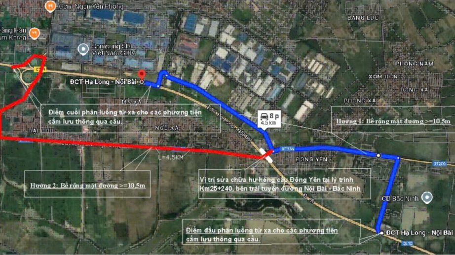 Cấm cầu Đ&ocirc;ng Y&ecirc;n, phương tiện đi tr&ecirc;n quốc lộ 18 di chuyển thế n&agrave;o?- Ảnh 1.