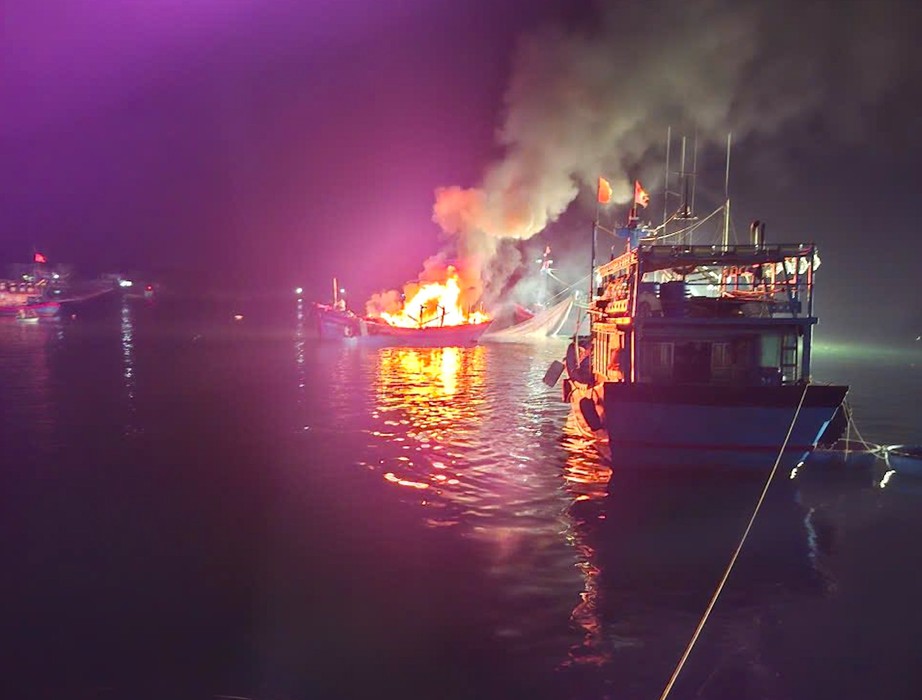 Ch&aacute;y t&agrave;u c&aacute; trong đ&ecirc;m ở Quảng Ng&atilde;i, thiệt hại hơn 1 tỷ đồng- Ảnh 1.