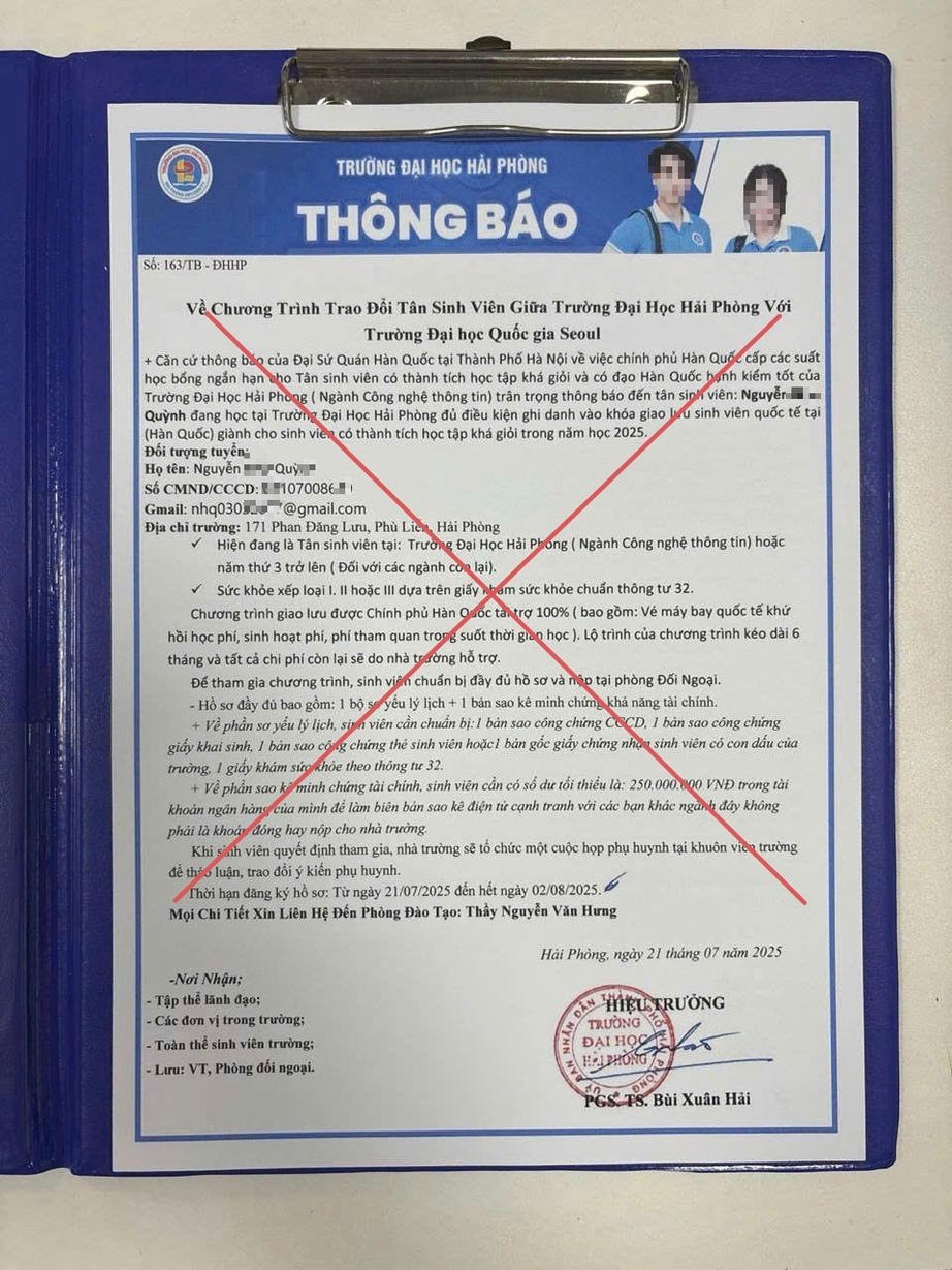 Giả mạo Trường Đại học Hải Ph&ograve;ng tuyển t&acirc;n sinh vi&ecirc;n đi trao đổi tại H&agrave;n Quốc- Ảnh 1.