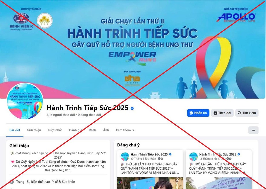 Cảnh b&aacute;o fanpage giả mạo giải chạy ủng hộ bệnh nh&acirc;n ung thư ngh&egrave;o - Ảnh 1.