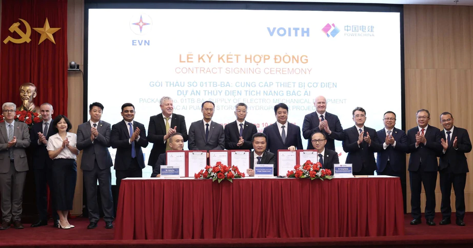 EVN k&yacute; hợp đồng g&oacute;i thầu cơ điện hơn 4.462 tỷ đồng cho thủy điện t&iacute;ch năng B&aacute;c &Aacute;i- Ảnh 1.