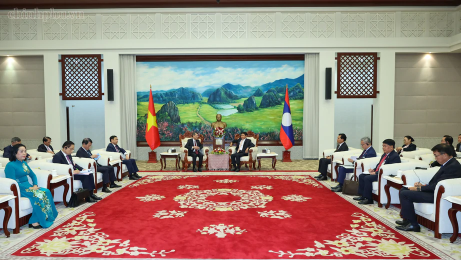 Thủ tướng Lê Minh Hưng hội kiến Tổng Bí thư, Chủ tịch nước Lào- Ảnh 3.