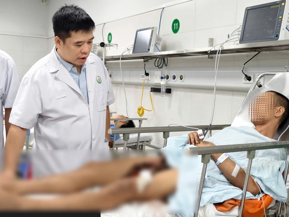 Cứu người đ&agrave;n &ocirc;ng bị thanh x&agrave; beng d&agrave;i 1,5 m&eacute;t xuy&ecirc;n đ&ugrave;i - Ảnh 1.