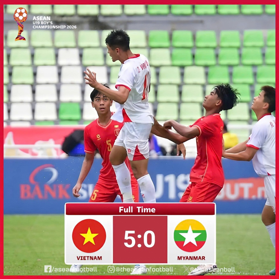 U19 Đ&ocirc;ng Nam &Aacute; 2026: Việt Nam thắng đậm Myanmar- Ảnh 1.