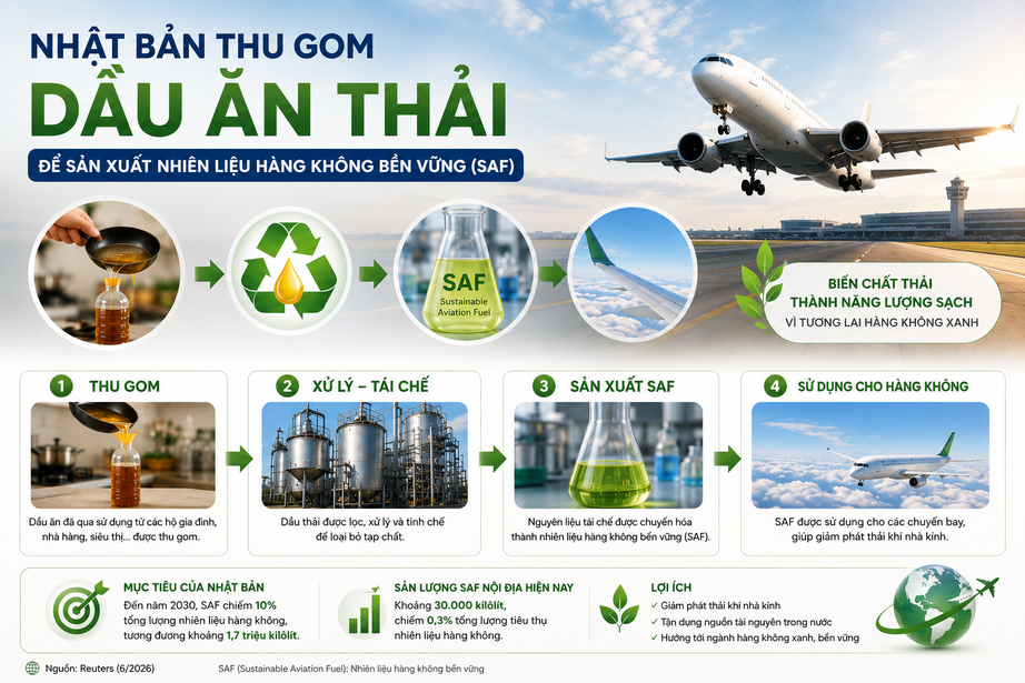 Nhật Bản thu gom dầu ăn thải để sản xuất nhi&ecirc;n liệu h&agrave;ng kh&ocirc;ng- Ảnh 1.