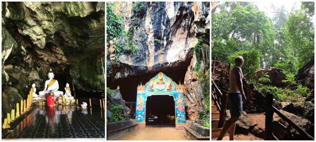 Đền khỉ - Wat Tham Phanthurat, C&ocirc;ng vi&ecirc;n quốc gia Khao Sok: Ng&ocirc;i đền được x&acirc;y dựng tại một khu vực mở bằng phẳng tr&ecirc;n đỉnh một tảng đ&aacute; v&ocirc;i lớn trong khu rừng xanh tươi tốt của C&ocirc;ng vi&ecirc;n quốc gia Khao Sok.
