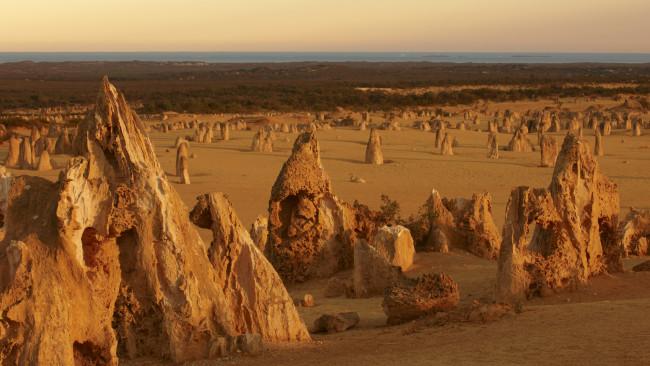 The Pinnacles, Vườn quốc gia Nambung - T&acirc;y &Uacute;c: Nằm rải r&aacute;c trong Vườn Quốc gia Nambung, những mỏm đ&aacute; v&ocirc;i n&agrave;y được h&igrave;nh th&agrave;nh sau khi một biển nước cổ xưa từng ở đ&acirc;y r&uacute;t đi.&nbsp;