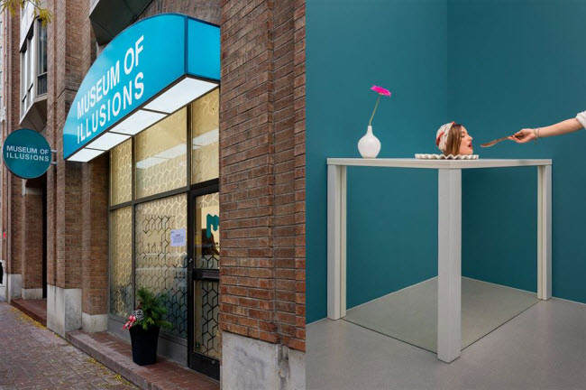 Bảo t&agrave;ng Illusions, Canada: Bảo t&agrave;ng ở th&agrave;nh phố Toronto trưng b&agrave;y c&aacute;c t&aacute;c phẩm nghệ thuật sắp đặt độc đ&aacute;o, c&oacute; thể khiến du kh&aacute;ch cảm thấy bối rối. Bạn c&oacute; thể kh&aacute;m ph&aacute; căn ph&ograve;ng lộn ngược hay đầu nằm tr&ecirc;n đĩa.
