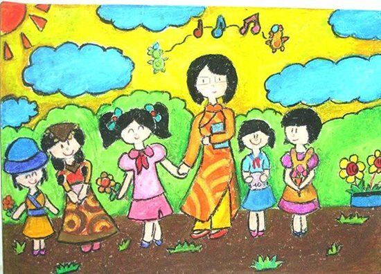 Những bức tranh do học sinh tự tay vẽ tặng thầy c&ocirc; l&agrave; m&oacute;n qu&agrave; &yacute; đơn giản nhưng rất &yacute; nghĩa dịp 20/11