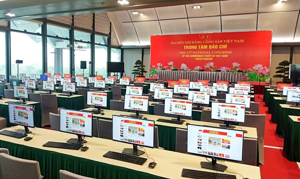 Trung t&acirc;m B&aacute;o ch&iacute; của Đại hội được lắp đặt trang thiết bị hiện đại.