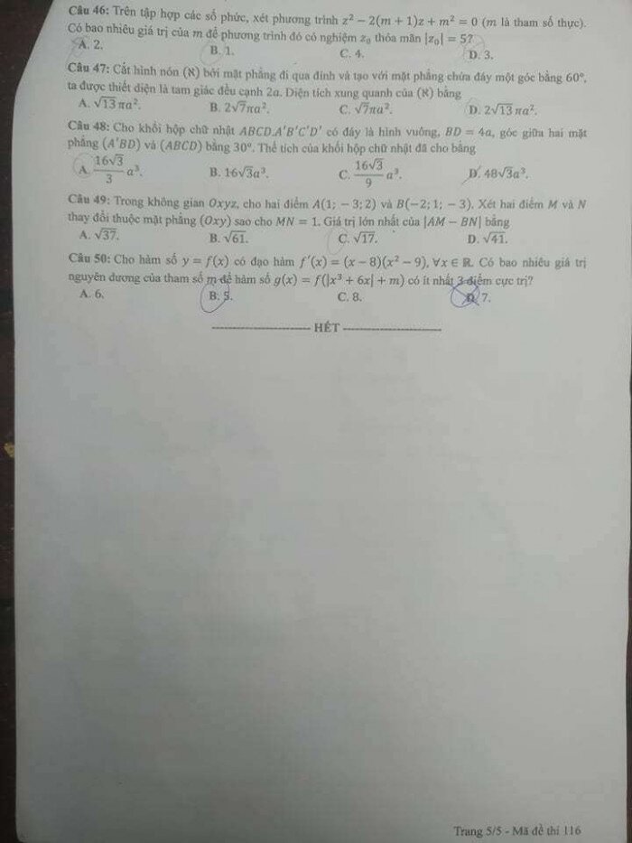 đ&aacute;p To&aacute;n THPT 2021 đợt 2