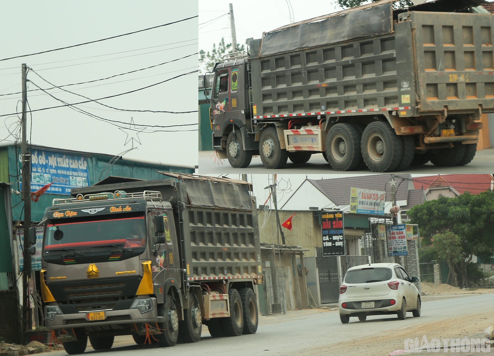Trong 2 ng&agrave;y 17 v&agrave; 18/12, c&oacute; mặt tại tuyến đường li&ecirc;n x&atilde; nối từ cầu Diễn Thủy (Km 421+750,QL1) xuống địa b&agrave;n x&atilde; Diễn Ngọc (huyện Diễn Ch&acirc;u), PV ghi nhận được h&agrave;ng chục xe tải hạng nặng chở đất lưu th&ocirc;ng.