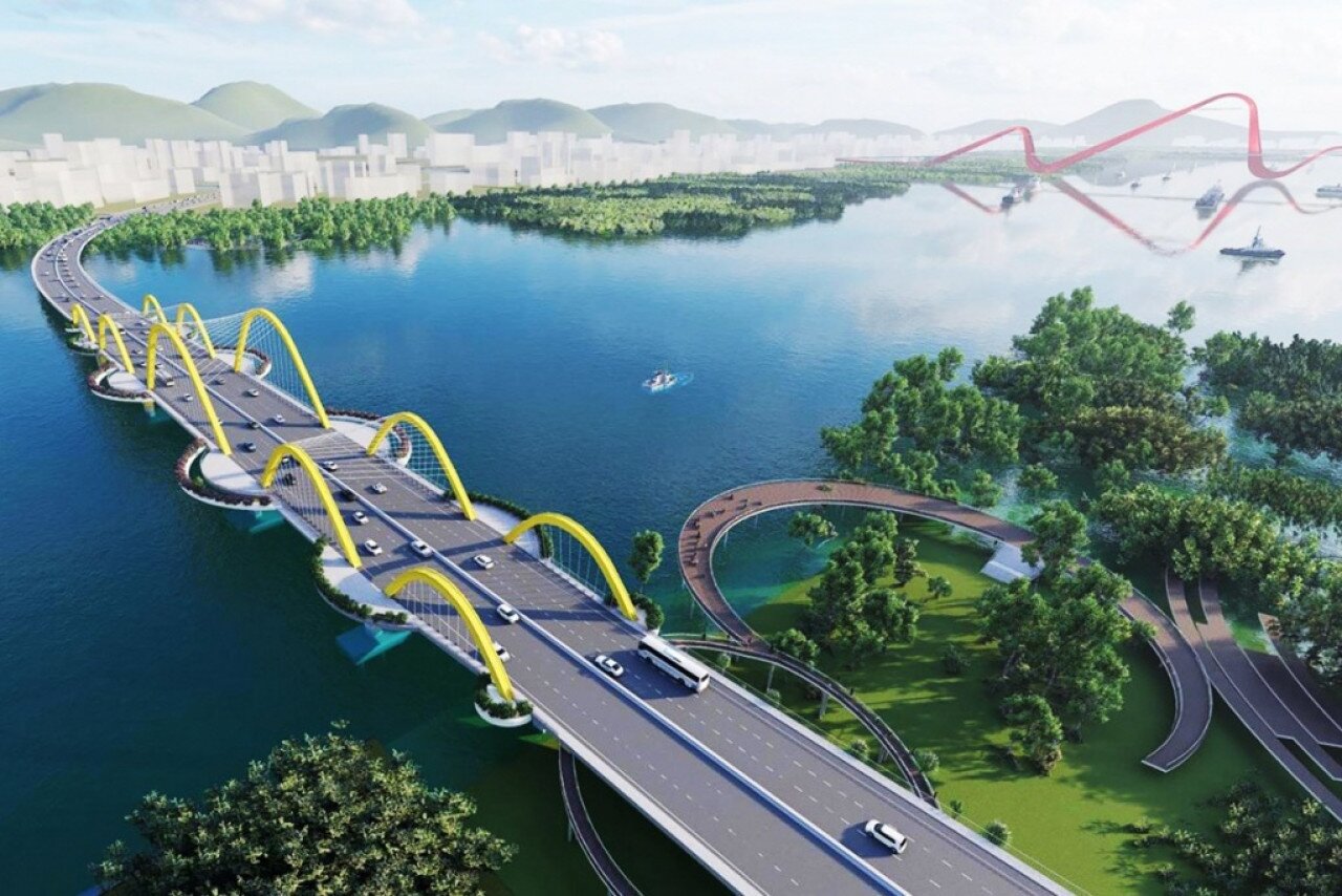 Ng&agrave;y đầu ti&ecirc;n của năm 2022, tỉnh Quảng Ninh đ&atilde; ch&iacute;nh thức đưa cầu T&igrave;nh Y&ecirc;u v&agrave; đường bao biển Hạ Long - Cẩm Phả v&agrave;o khai th&aacute;c, đồng thời tổ chức th&ocirc;ng tuyến cao tốc V&acirc;n Đồn - M&oacute;ng C&aacute;i. Đ&acirc;y thực sự l&agrave; những c&ocirc;ng tr&igrave;nh mang t&iacute;nh động lực, tạo sự li&ecirc;n kết mạnh mẽ v&ugrave;ng v&agrave; li&ecirc;n v&ugrave;ng của Quảng Ninh trong giai đoạn ph&aacute;t triển mới. Ảnh: Phối cảnh cầu T&igrave;nh Y&ecirc;u nối đ&ocirc;i bờ Cửa Lục.