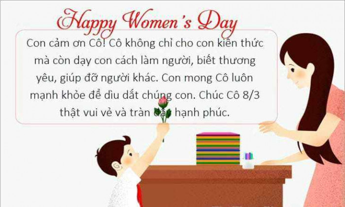 Lời ch&uacute;c 8/3 cho c&ocirc; gi&aacute;o ngắn gọn
