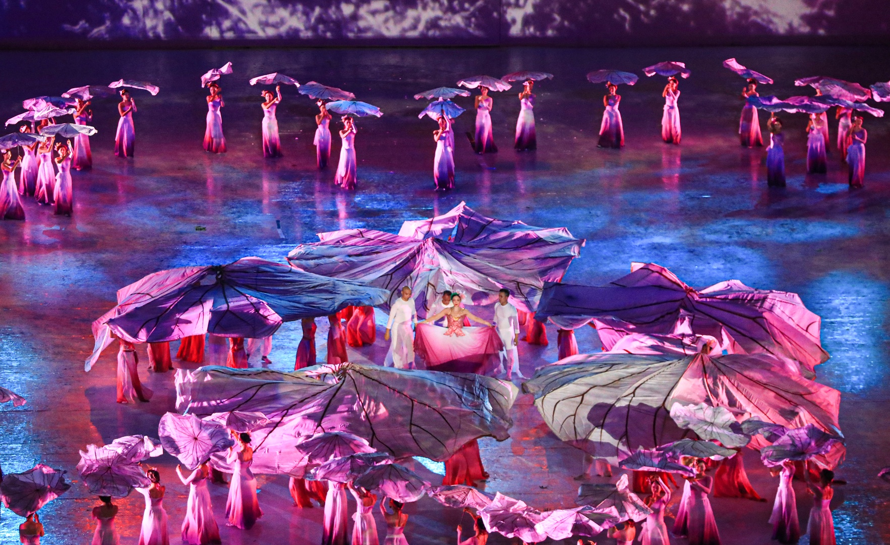 M&agrave;n m&uacute;a "Hồn sen Việt" truyền đi th&ocirc;ng điệp vươn l&ecirc;n trong gian kh&oacute; để tỏa s&aacute;ng. Điểm nhấn của m&agrave;n m&uacute;a hoa sen ch&iacute;nh l&agrave; phần tr&igrave;nh diễn của nghệ sĩ nữ Đặng Linh Nga, với sự hỗ trợ của 120 l&aacute; sen trắng d&agrave;i 2m.