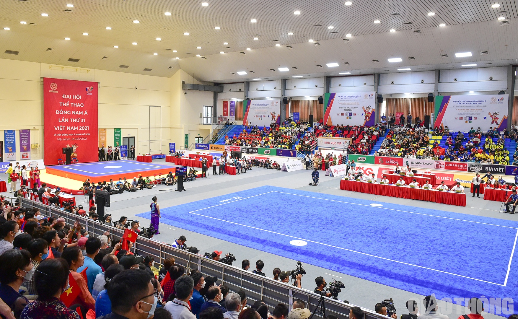 Ng&agrave;y 13/5, tại nh&agrave; thi đấu quận Cầu Giấy đ&atilde; diễn ra c&aacute;c nội dung thi đấu của m&ocirc;n Wushu, SEA Games 31.