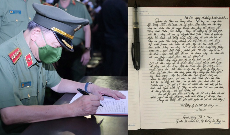 Bộ trưởng T&ocirc; L&acirc;m ghi sổ tang tại lễ viếng 3 liệt sỹ.