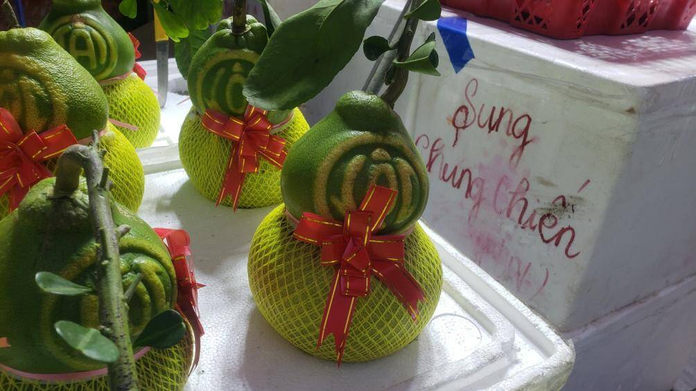 Anh T&ugrave;ng, người b&aacute;n h&agrave;ng cho biết, gi&aacute; của những quả bưởi n&agrave;y dao động từ 250-350 ngh&igrave;n đồng/quả. Gi&aacute; b&aacute;n giảm tầm 50-100 ngh&igrave;n đồng/quả so với năm trước, c&ograve;n so với thời bưởi hồ l&ocirc; mới ra mắt th&igrave; đ&atilde; giảm hơn nửa.